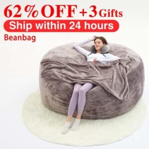 3FT/4FT/5FT/Jumbo Bean Bag Chair – High-Rebound Memory Foam Lazy Sofa with Removable Flannel Cover